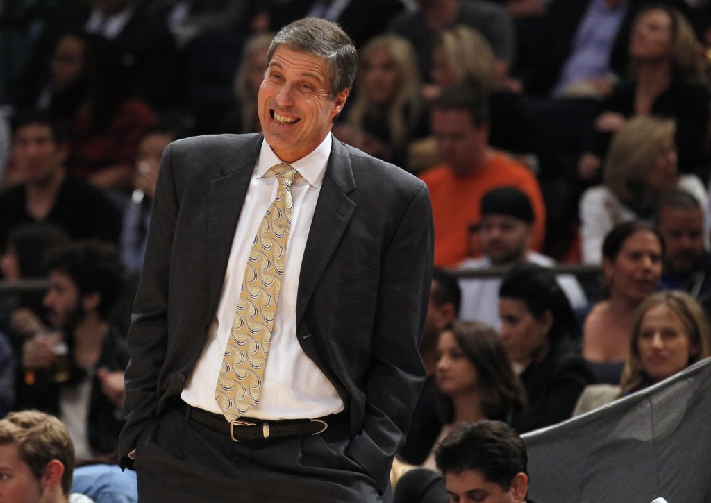 Washington Wizards head coach Wittman reacts in the second quarter of their NBA basketball game against the New York Knicks at Madison Square Garden in New York
