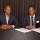 TORONTO, CANADA - JULY 14: DeMar DeRozan #10 and Masai Ujiri of the Toronto Raptors pose for a photo during a press conference after signing his new deal on July 14, 2016 at the Real Sports Bar & Grill in Toronto, Ontario, Canada. NOTE TO USER: User expressly acknowledges and agrees that, by downloading and or using this Photograph, user is consenting to the terms and conditions of the Getty Images License Agreement. Mandatory Copyright Notice: Copyright 2016 NBAE (Photo by Ron Turenne/NBAE via Getty Images