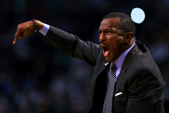BOSTON, MA - DECEMBER 09: Dwane Casey of the Toronto Raptors reacts during the first half against the Boston Celtics at TD Garden on December 9, 2016 in Boston, Massachusetts. (Photo by Maddie Meyer/Getty Images)