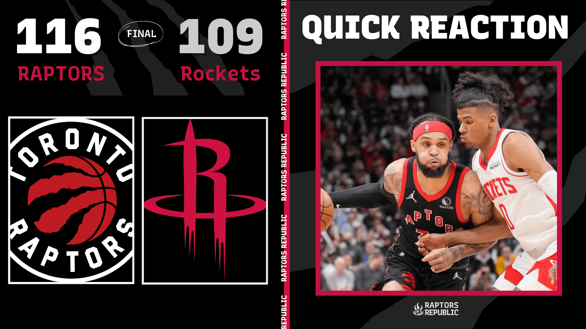 Quick Reaction: Raptors 116, Rockets 109