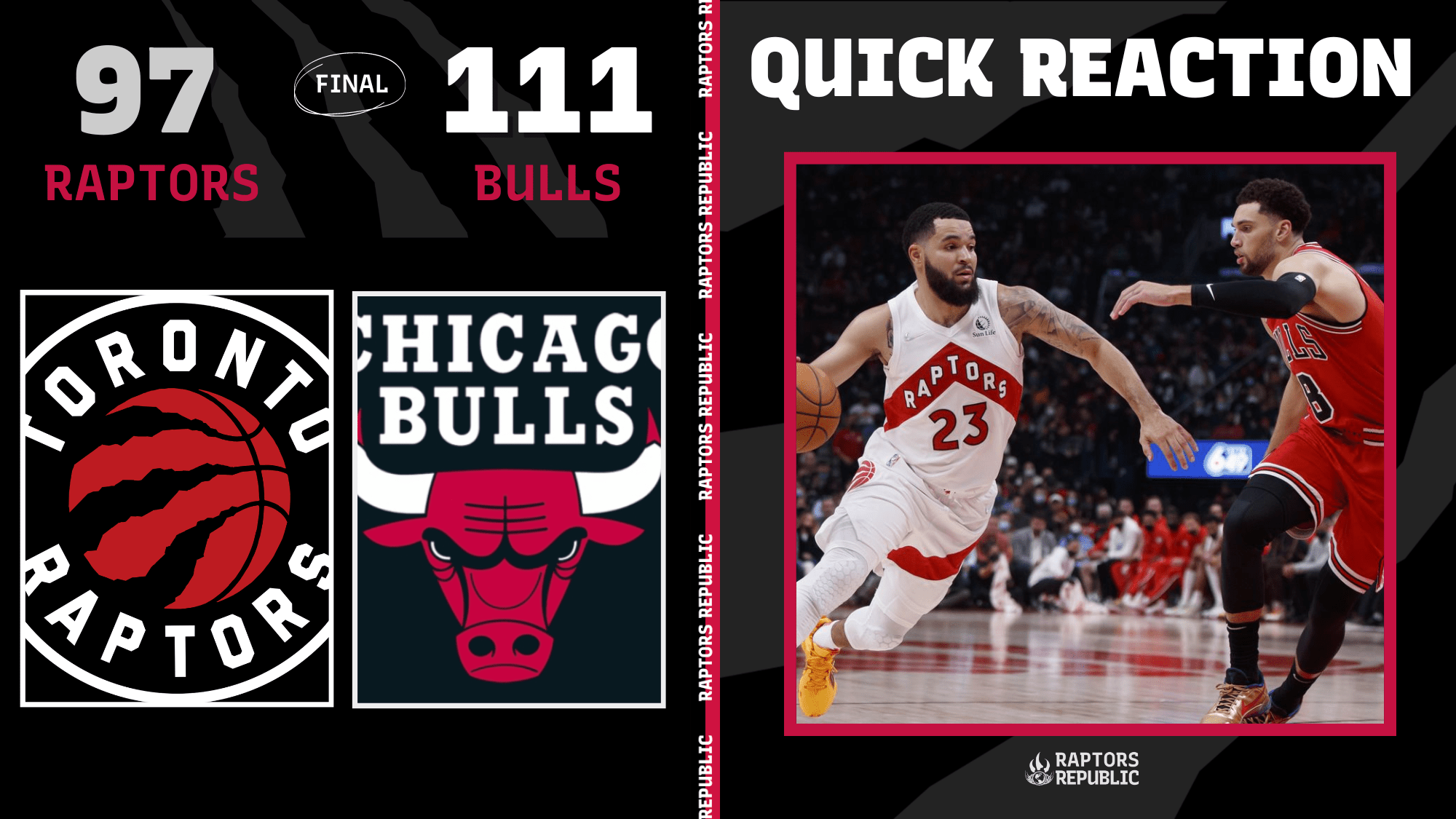Quick Reaction: Raptors 97, Bulls 111