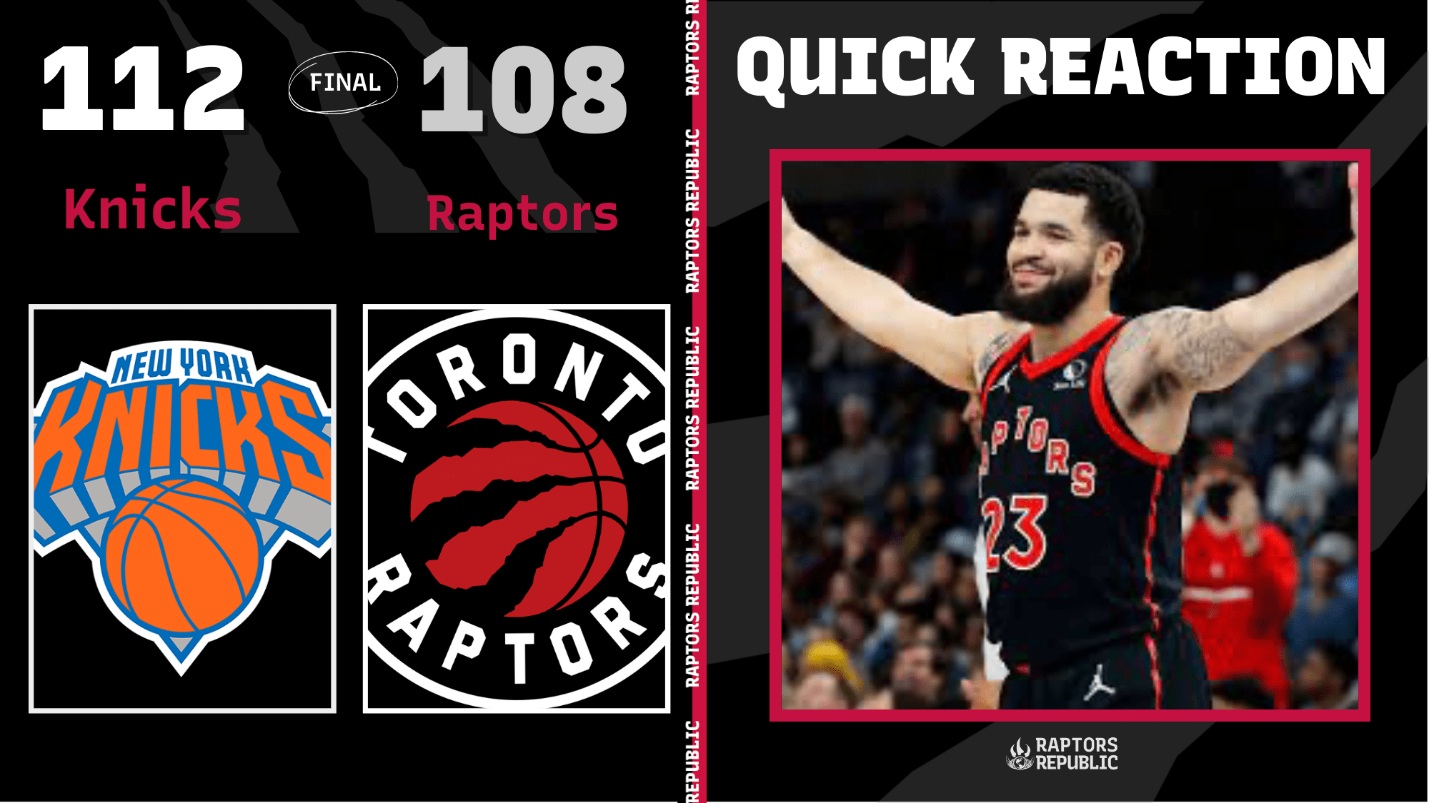 Reacción rápida: Knicks 112, Raptors 108