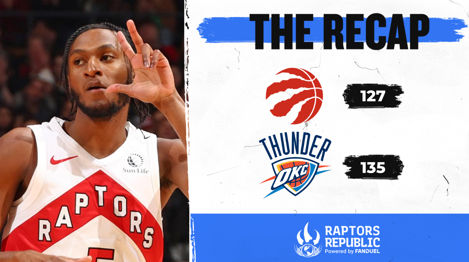 Raptors fall short in double overtime thriller to Thunder